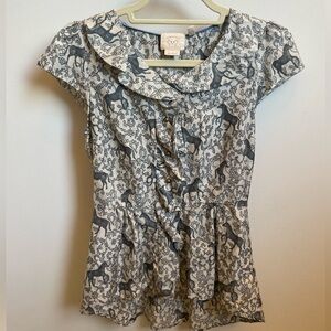 Anthropologie Vanessa Virginia Silk Top Button Down Western Horse Women's 2